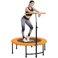 HOMCOM 40" Mini Trampoline, Rebounder Jumper w/ Adjustable Handle, Orange