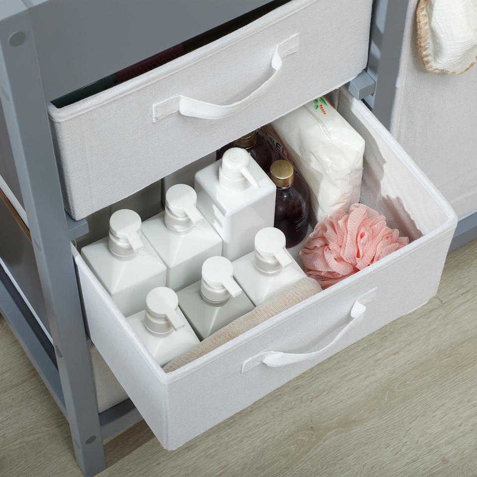 image 1 of AIYAPLAY Baby Changing Table with 4 Drawers, Nursery Diaper Baby Changing Unit for 0-12 Months (max. 11kg), with Mat, Infant Care Station for Bedroom Nursery | Grey