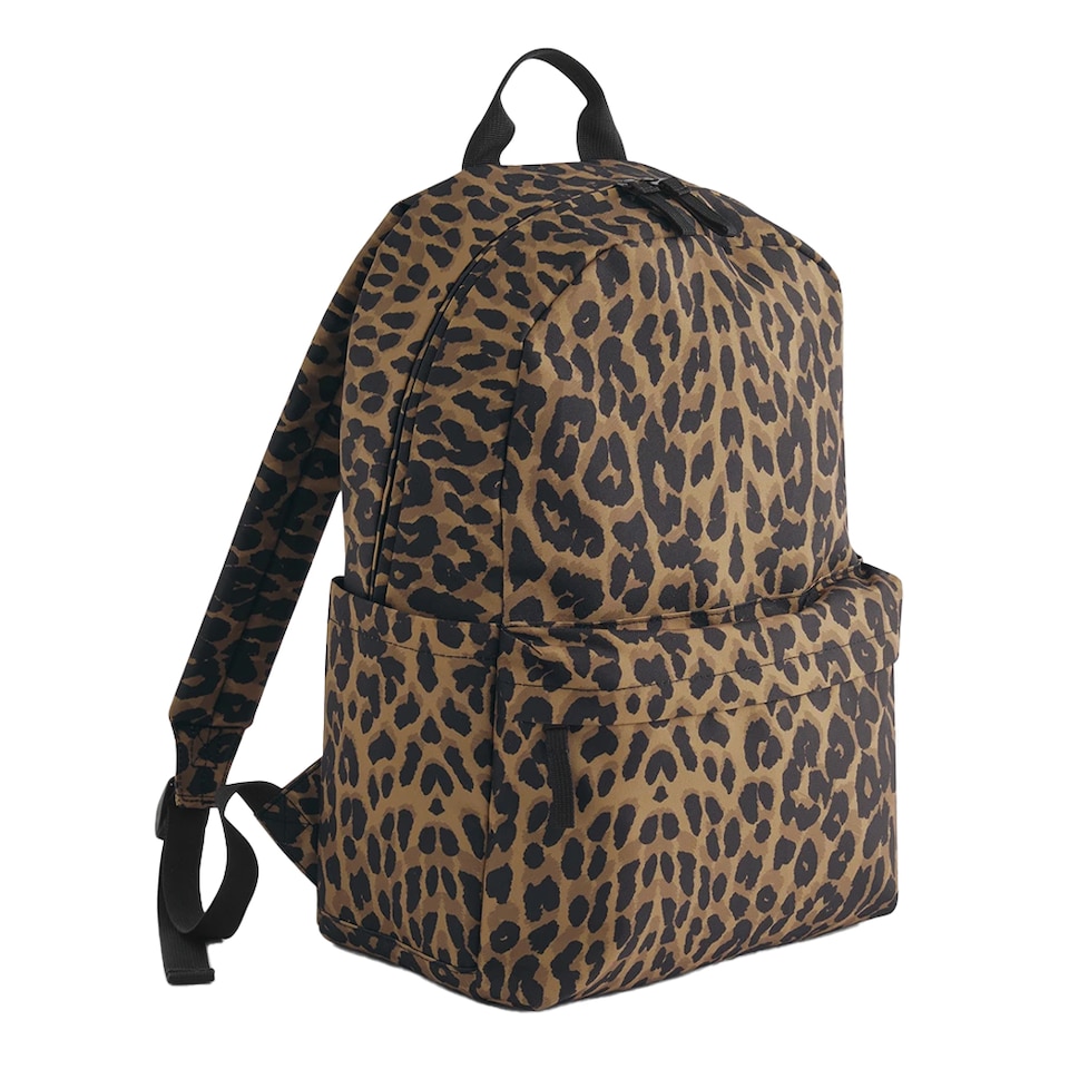 Bagbase Leopard Print Backpack | Black | Black/Brown | One Size