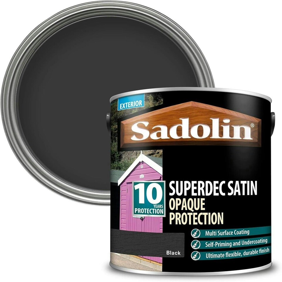 image 1 of Sadolin Superdec Satin Black 1ltr