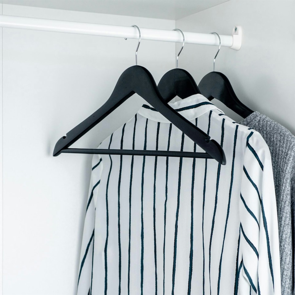 image 1 of Harbour Housewares Wooden Clothes Hanger - Black - Pack of 10