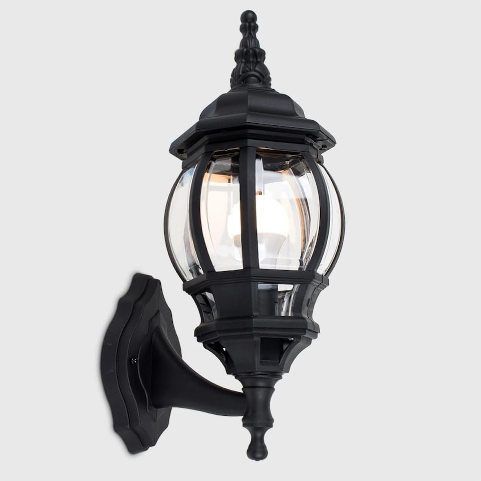 image 1 of ValueLights Windsor Black Outdoor Security Lantern Wall Light