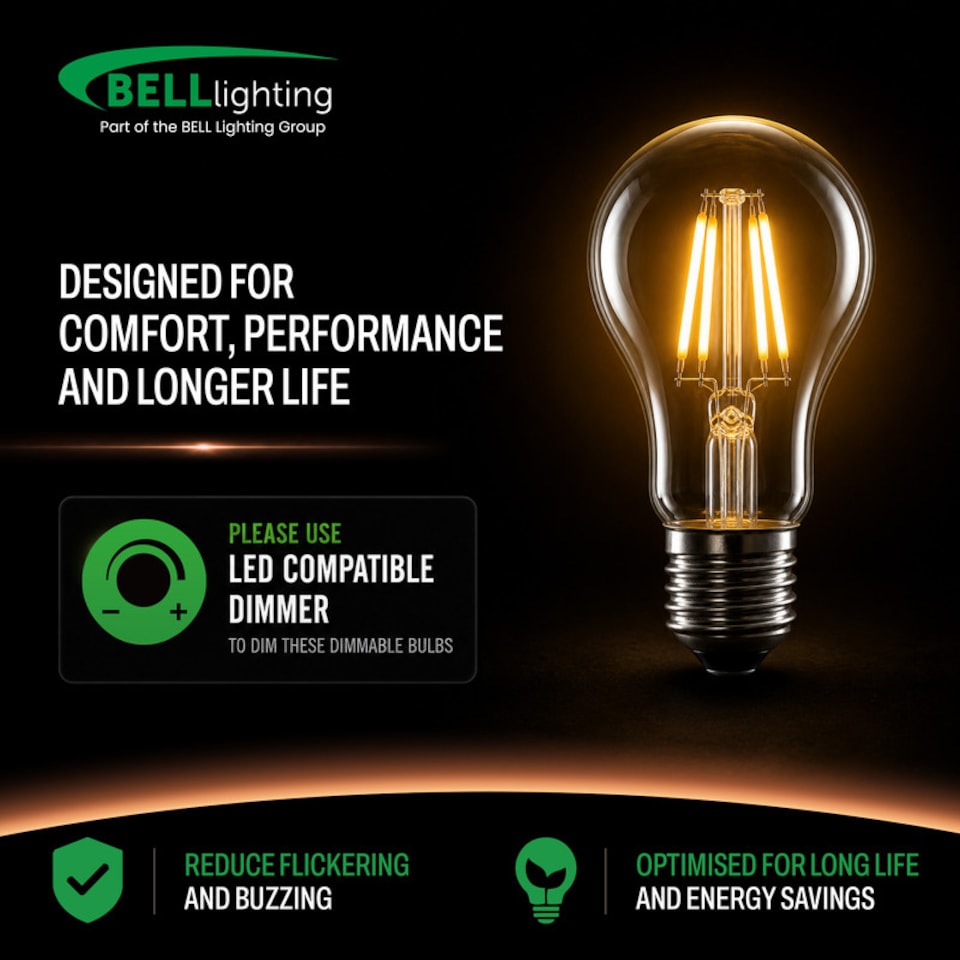 image 1 of BELL Lighting E27 Edison Screw Dimmable LED Filament GLS  Warm White 2700K 7W Light Bulb