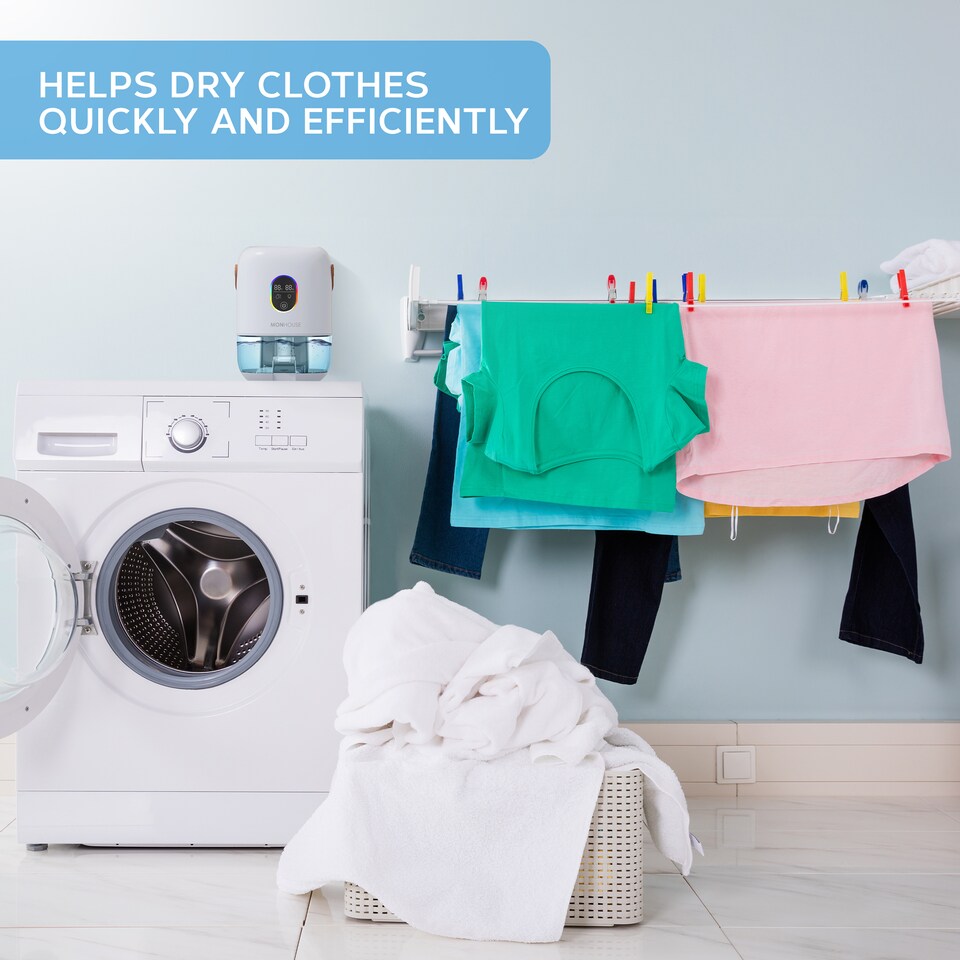 image 1 of MONHOUSE Premium Dehumidifer - 1L - Ultra Quiet Electric Moisture Absorber - Touch Screen, Auto Shut Off, Humidity & Temperature Indicator | White | 1