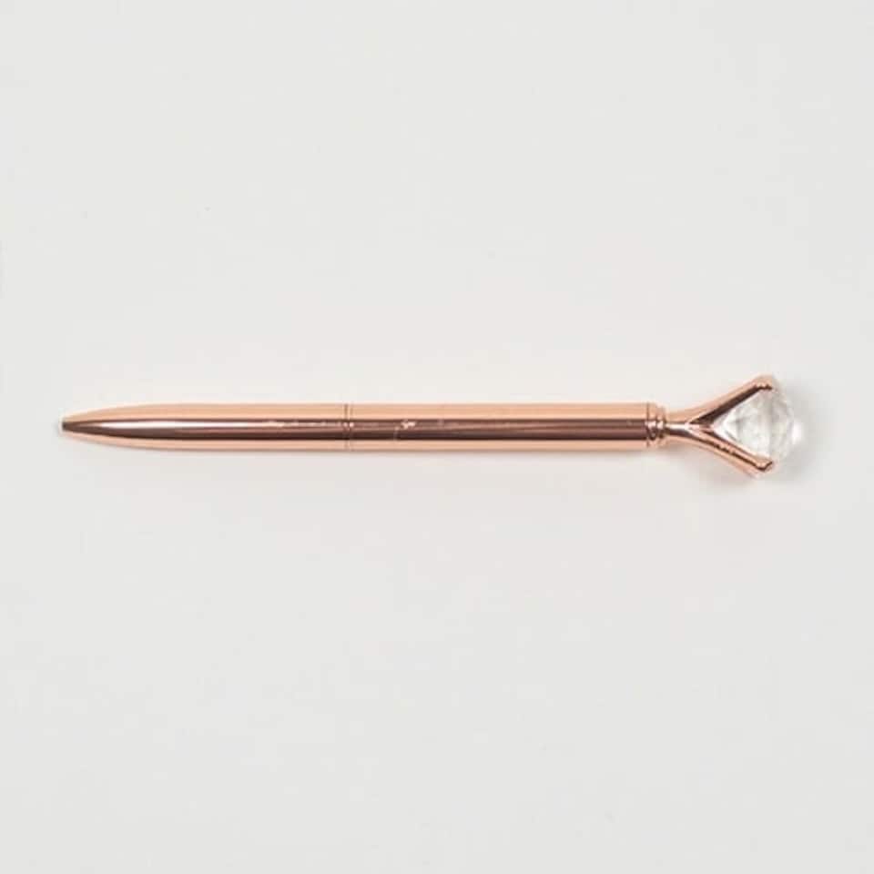 image 1 of Rose Gold Diamond Topper Luxury Metallic Pen