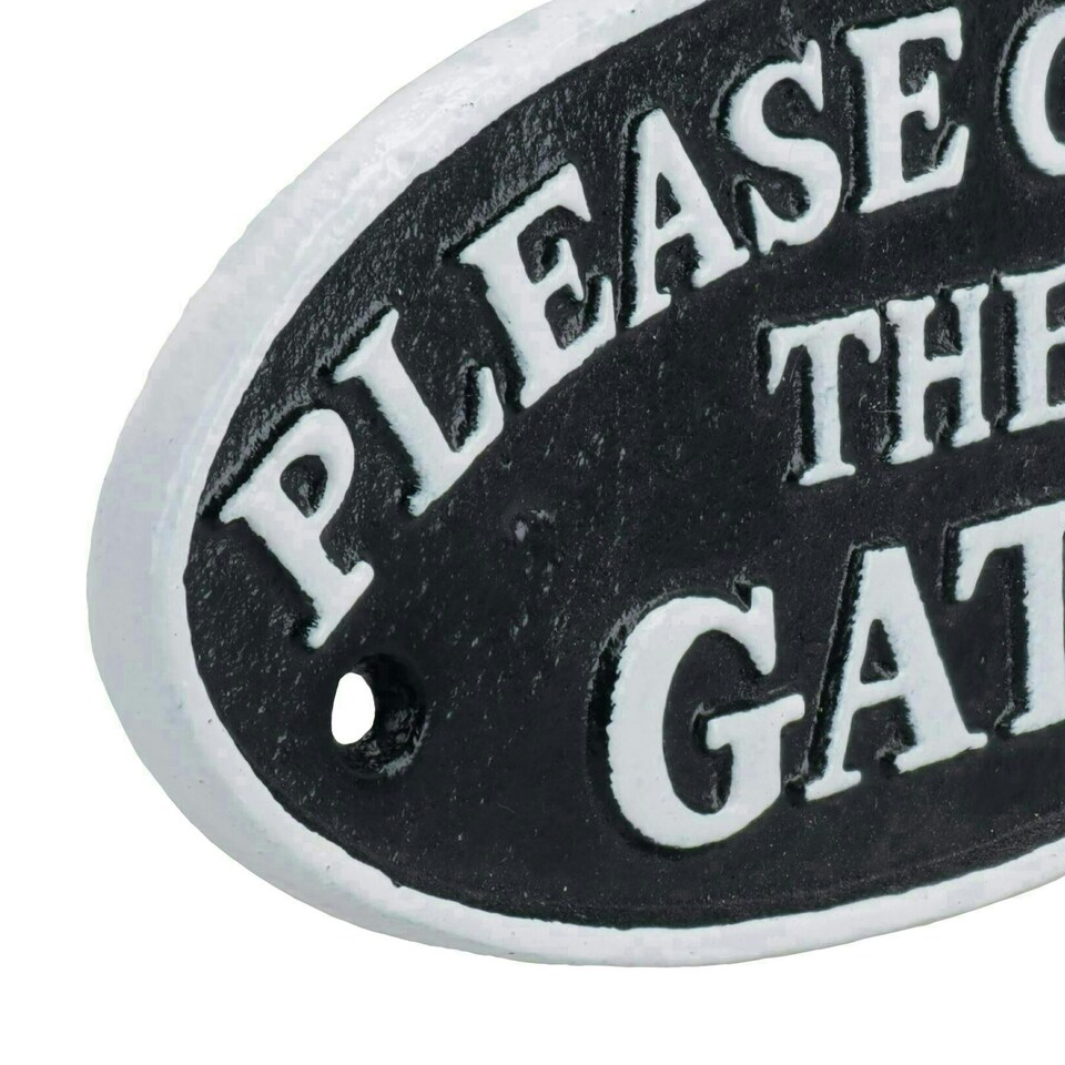 image 1 of Please Close The Gate Black Cast Iron Sign Plaque Door Wall House Home Yard