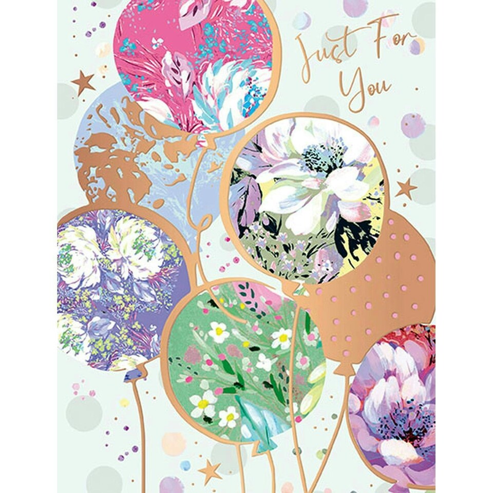 Words 'n' Wishes Female Birthday Card - General Card for Women - Floral Balloons with Embossed Foil Details - Eco-Friendly and Recyclable