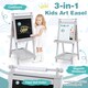 image 6 of COSTWAY Foldable Easel Kids 3-in-1 Double-sided Art Easel w/Chalkboard-Grey