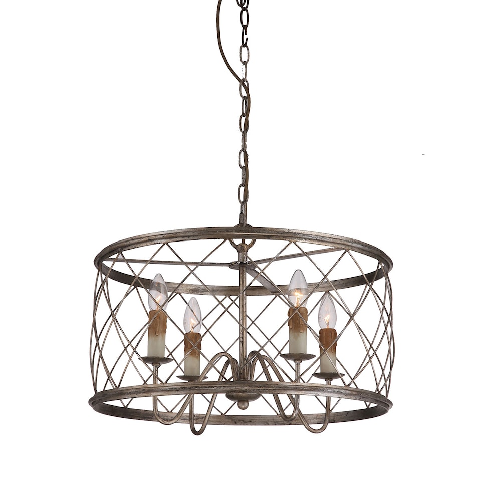 image 1 of Dury 4 Light Cage Ceiling Pendant Century Silver Leaf, E14