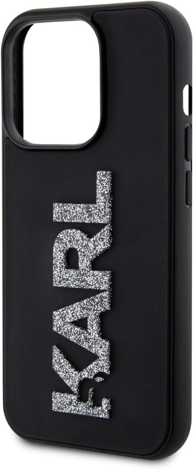 image 1 of Karl Lagerfeld 3D Rubber Glitter Logo Case for iphone 15 Pro Max 6.7 Black - KLHCP15X3DMBKCK