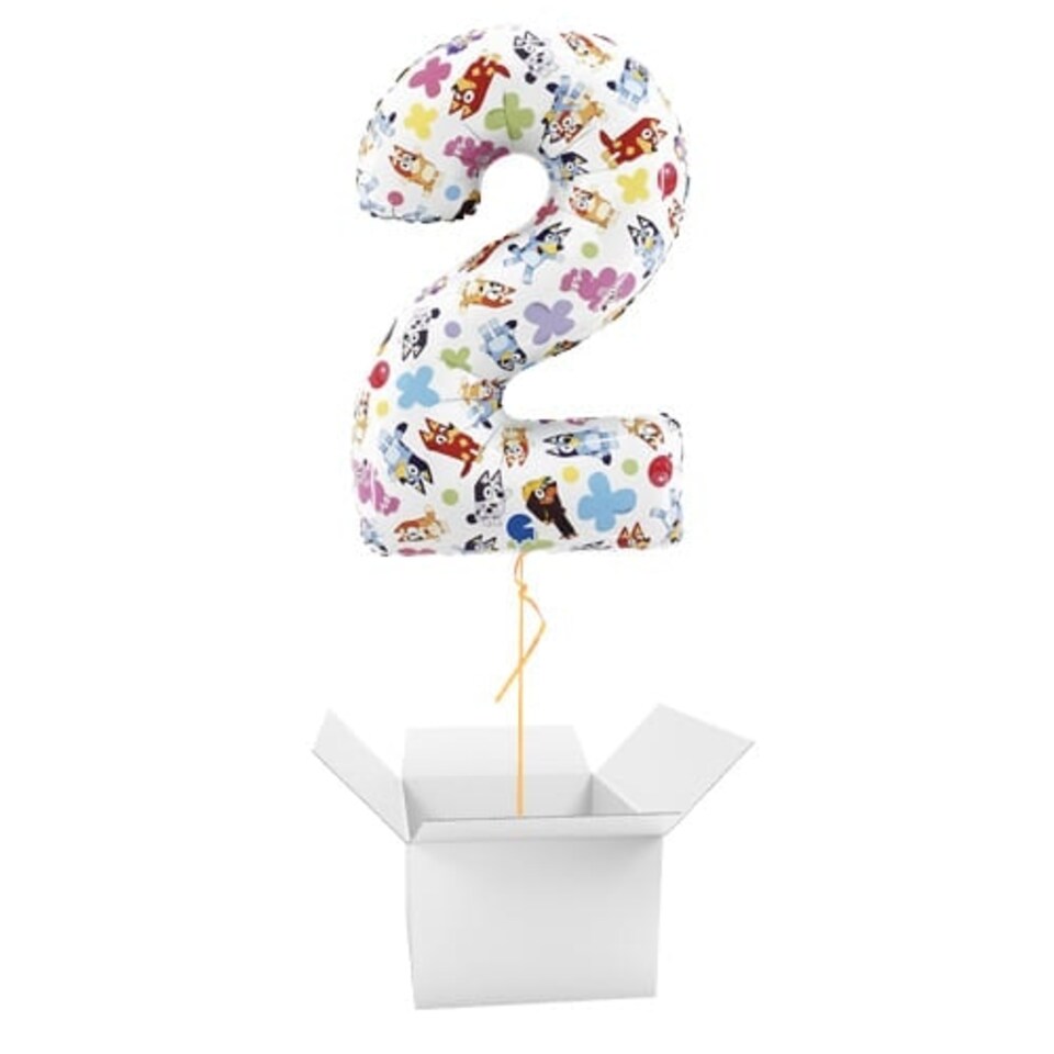 Bluey Number 2 Giant Foil Helium Balloon - Inflated Balloon in a Box
