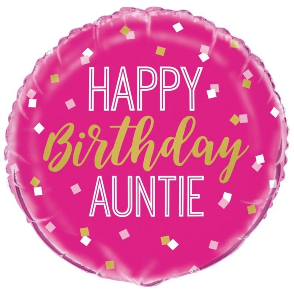 Unique Party Happy Birthday Auntie Round Foil Balloon - Pink - One Size