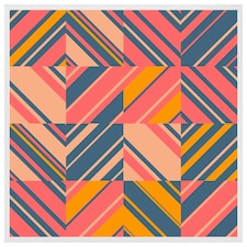 Striped bright geometric pattern (Picture Frame) White | M