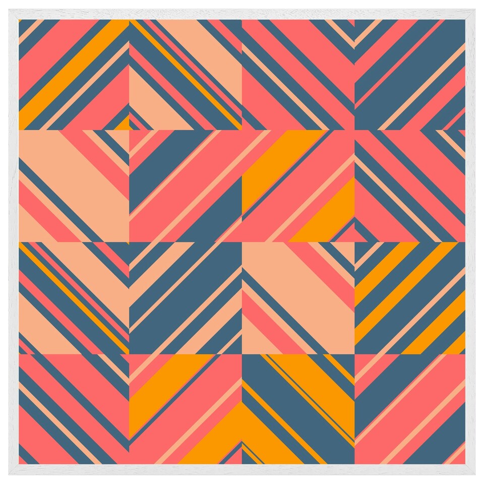 image 1 of Striped bright geometric pattern (Picture Frame) White | M