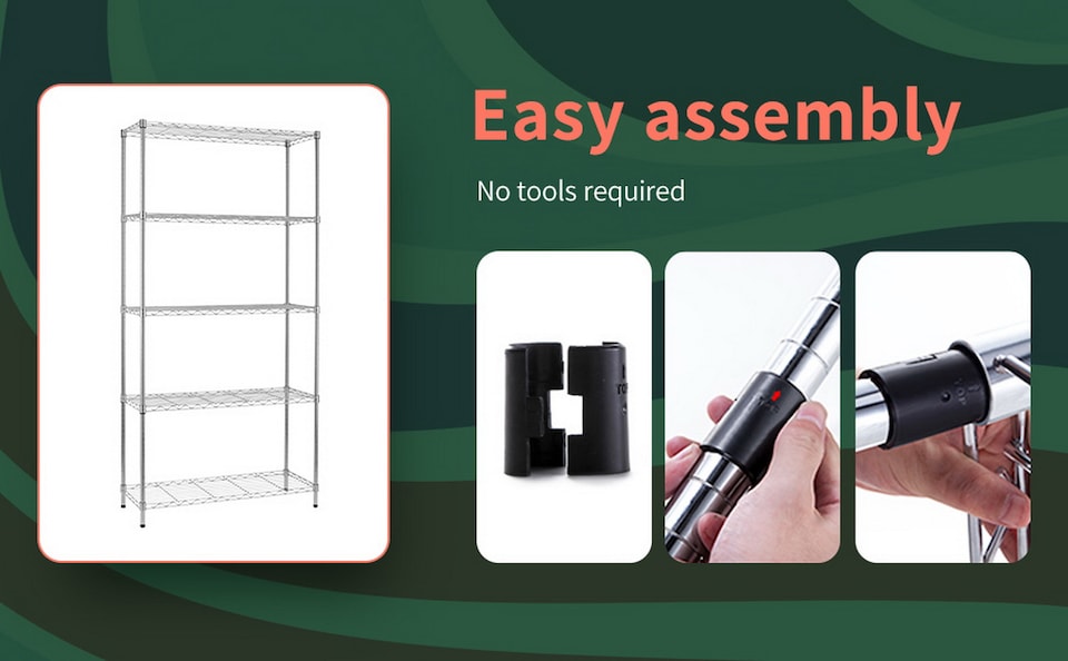 image 1 of 5 Tier Heavy Duty Chrome Wire Shelving Unit