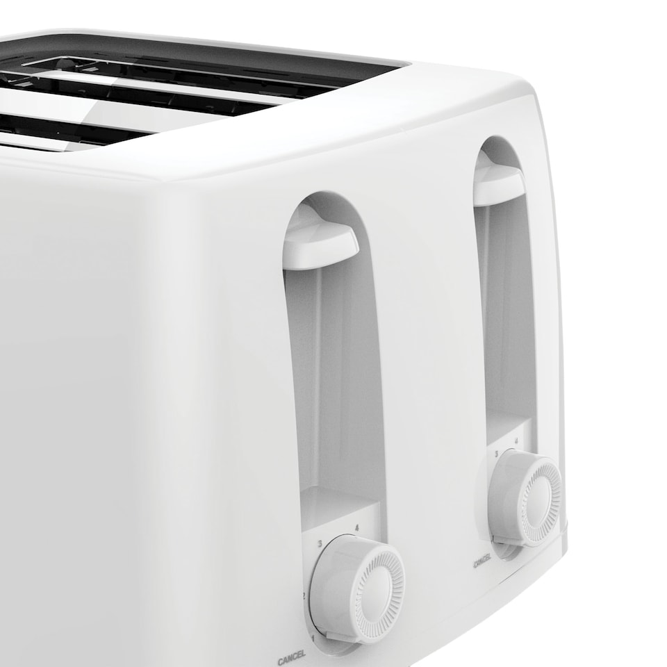 image 1 of Igenix 4 Slice Toaster, 1300W Power, 100 x 100mm Toasting Slots, 6 Variable Browning Levels, Integrated Browning Control Dial with Cancel Function, Removable Crumb Tray, Cord Storage, White