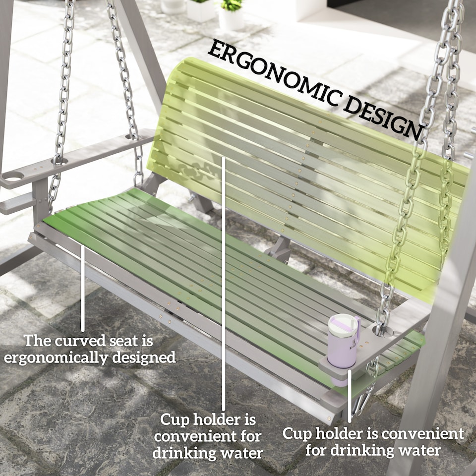 image 1 of Outsunny 2 Seater Wooden Garden Swing Seat Hammock Bench Lounger, Grey