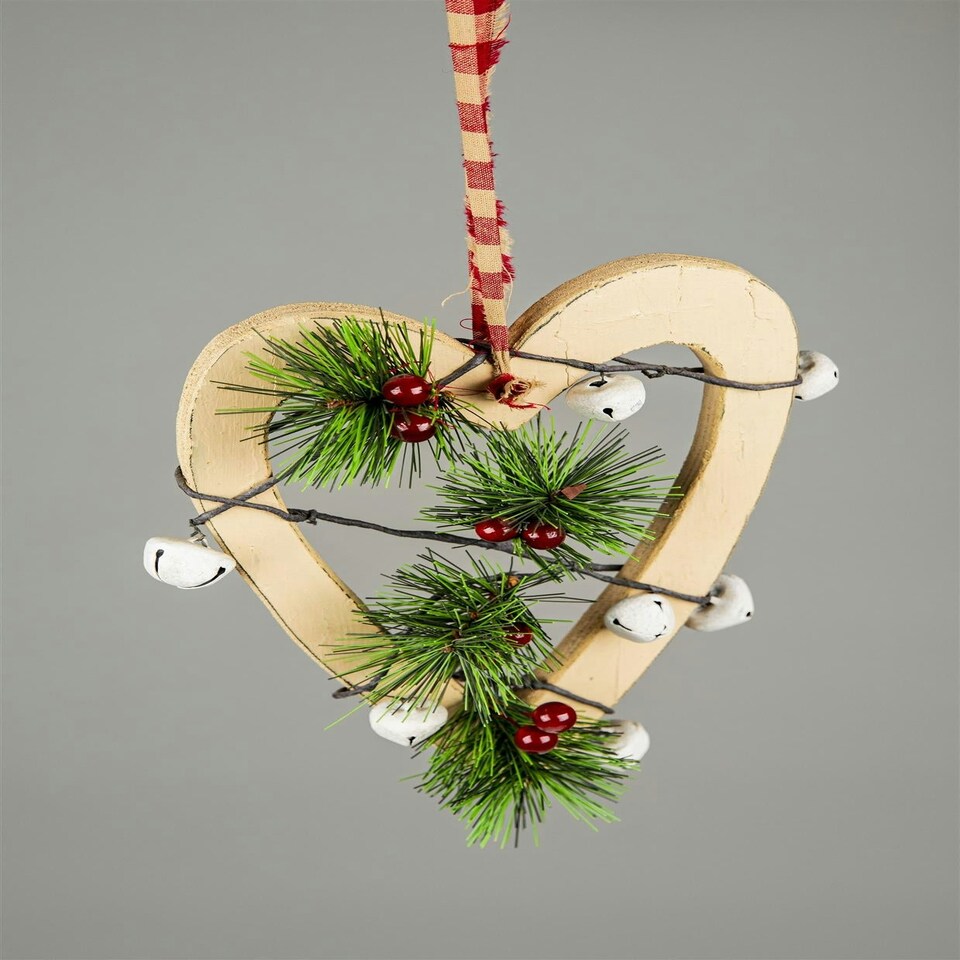 image 1 of Cream Heart Hanging Decoration - 30cm