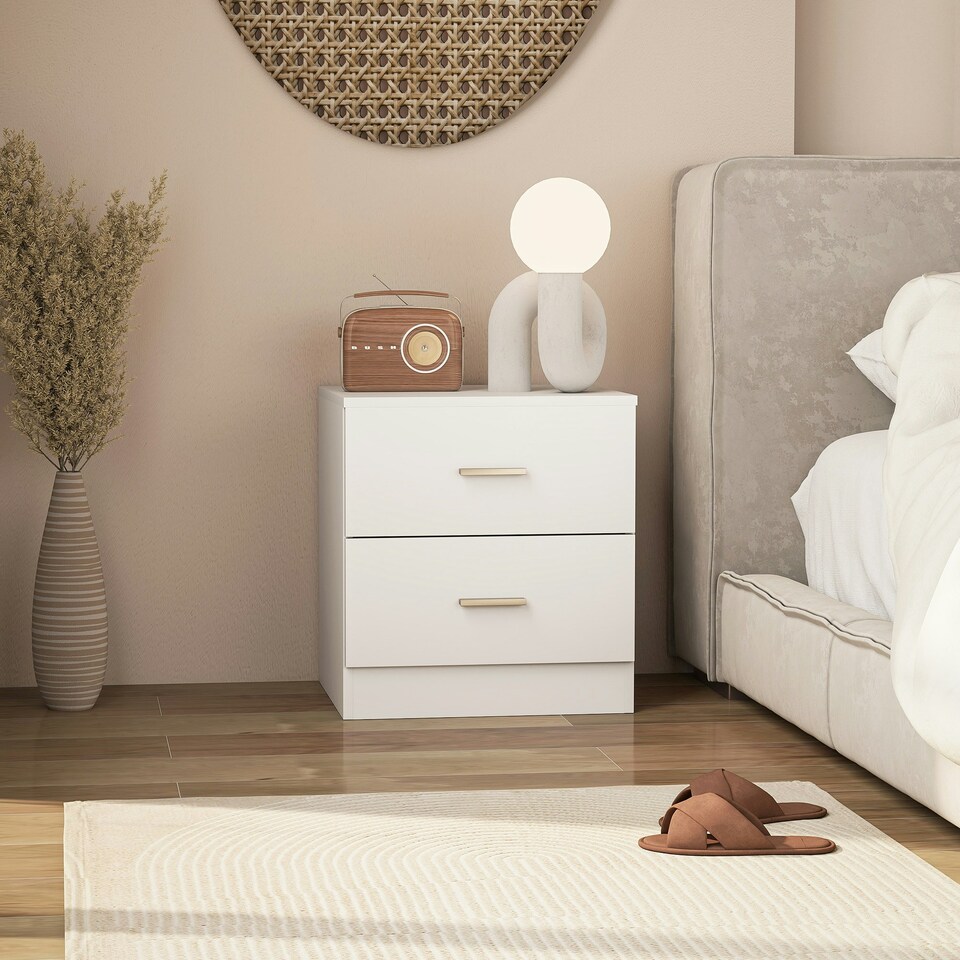 image 1 of HOMCOM Bedside Table w/ 2 Drawers, Nightstand, Side Storage Cabinet Unit