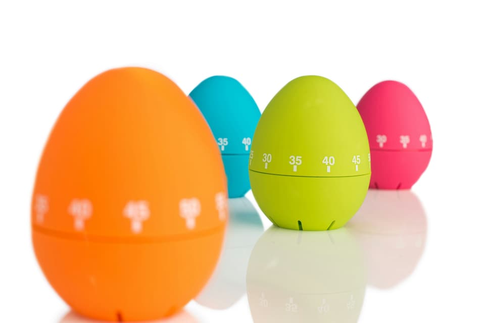 image 1 of Interiors By Premier 4 Assorted Egg Shape Timers With 1-60 Minute Range,Mechanical Timers in Hot Pink, Blue, Green, & Orange