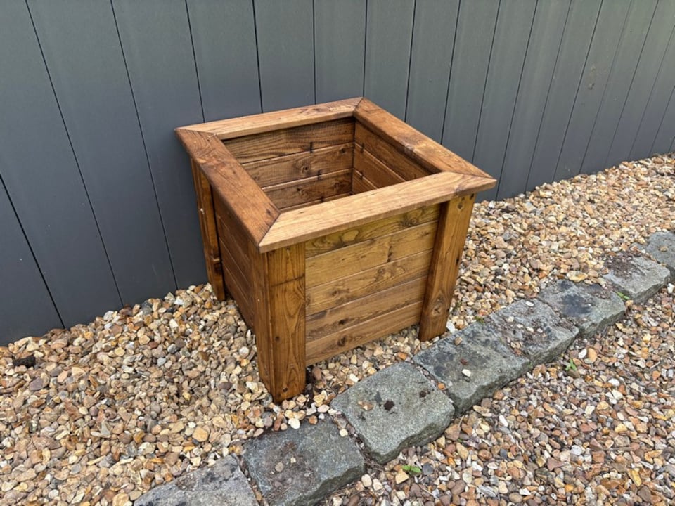 image 1 of Prestbury Raised Square Large Planter - Timber - L47.5 x W47.5 x H42 cm - Minimal Assembly Required | Brown