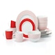image 1 of 16pc Red & White Geo Dinner Set