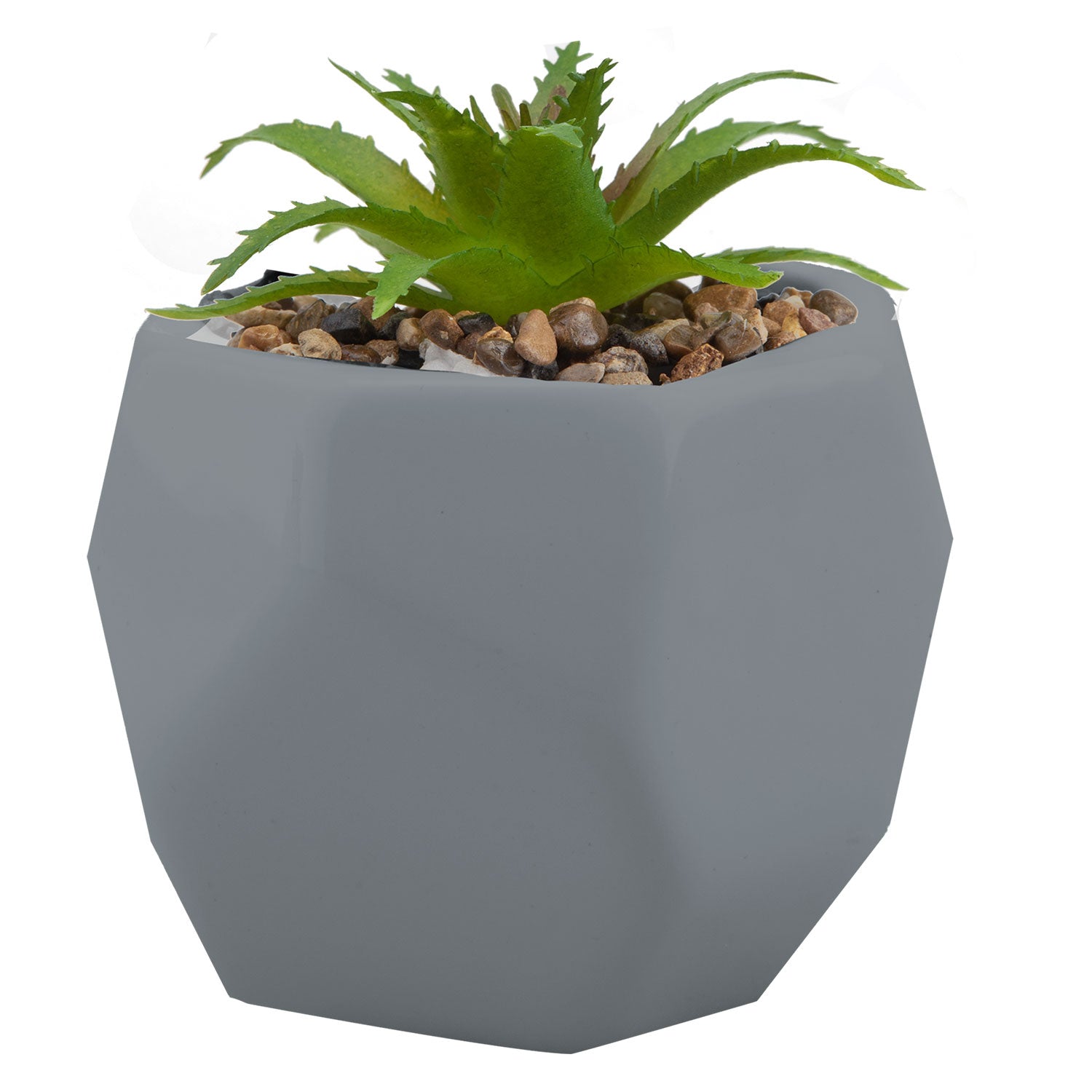 VFM e-Store Artificial Plant Indoor Potted Pot Plastic Small Succulents 12. 1cm in Grey
