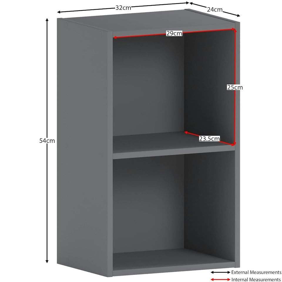 image 1 of Vida Designs Oxford 2 Tier Cube Bookcase Display Storage, Grey