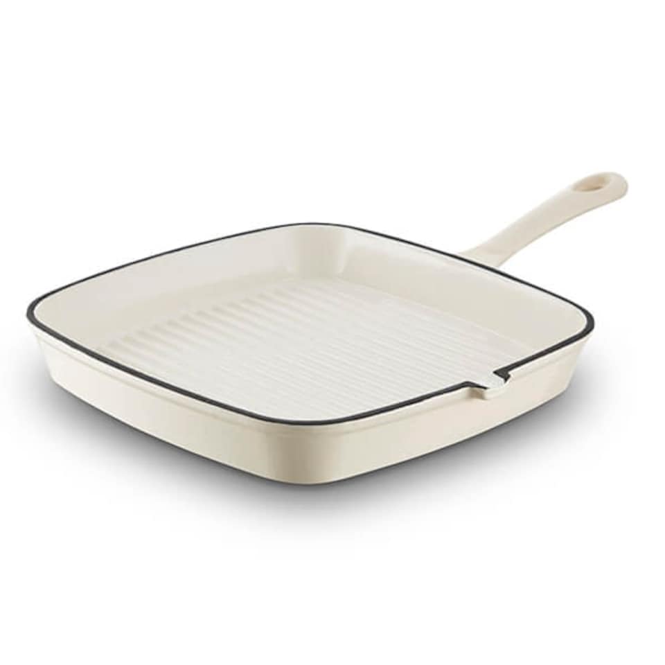 image 1 of Barbary & Oak 23cm Cast Iron Grill Pan Camembert Cream