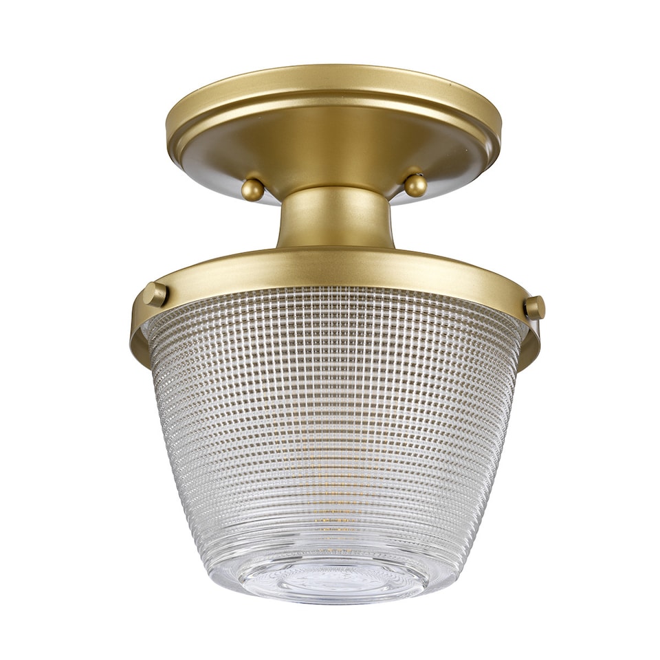 image 1 of Dublin 1 Light Semi-Flush Mount, Painted Natural Brass, IP44, E27