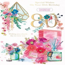 Words 'n' Wishes Female 80th 'Happy Birthday' Card, Age 80, Can be Personalised For Wife, Mum, Sister, Auntie, Gran, Nan Friend, Birthday Card for Her