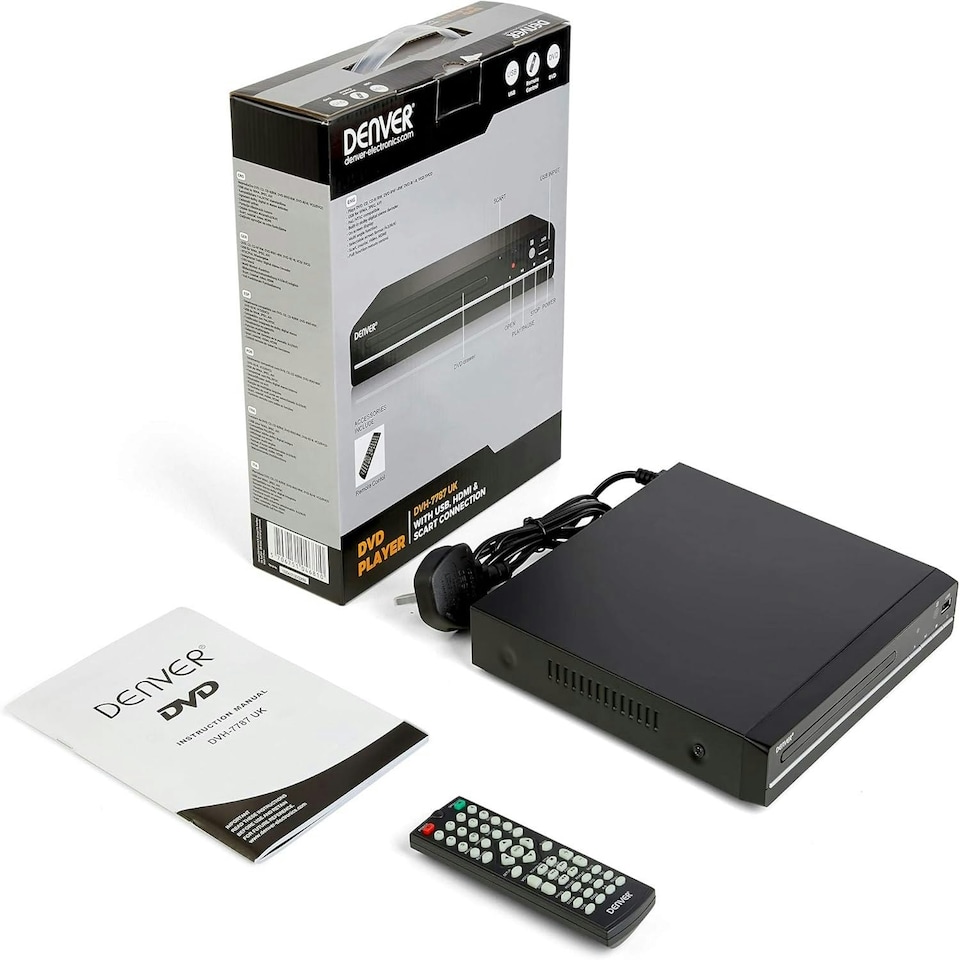image 1 of Denver DVH-7787 - Compact DVD Player, Multi Region/All Region, Full HD 1080p Upscaling, HDMI, Scart & Composite Video Connections, USB Port & Remote