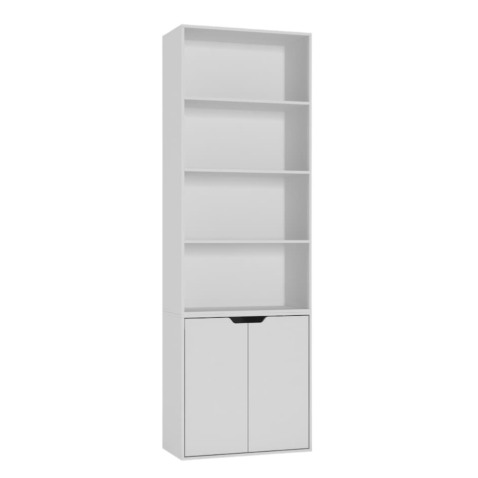 image 1 of 6-Tier Bookcase with 2-Doors | White | 1