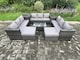 image 2 of Fimous Outdoor Lounge Sofa Set Wicker PE Rattan Garden Furniture Set with Oblong Coffee Table Side Table 2 Big Footstool 11Seater Dark Grey Mixed