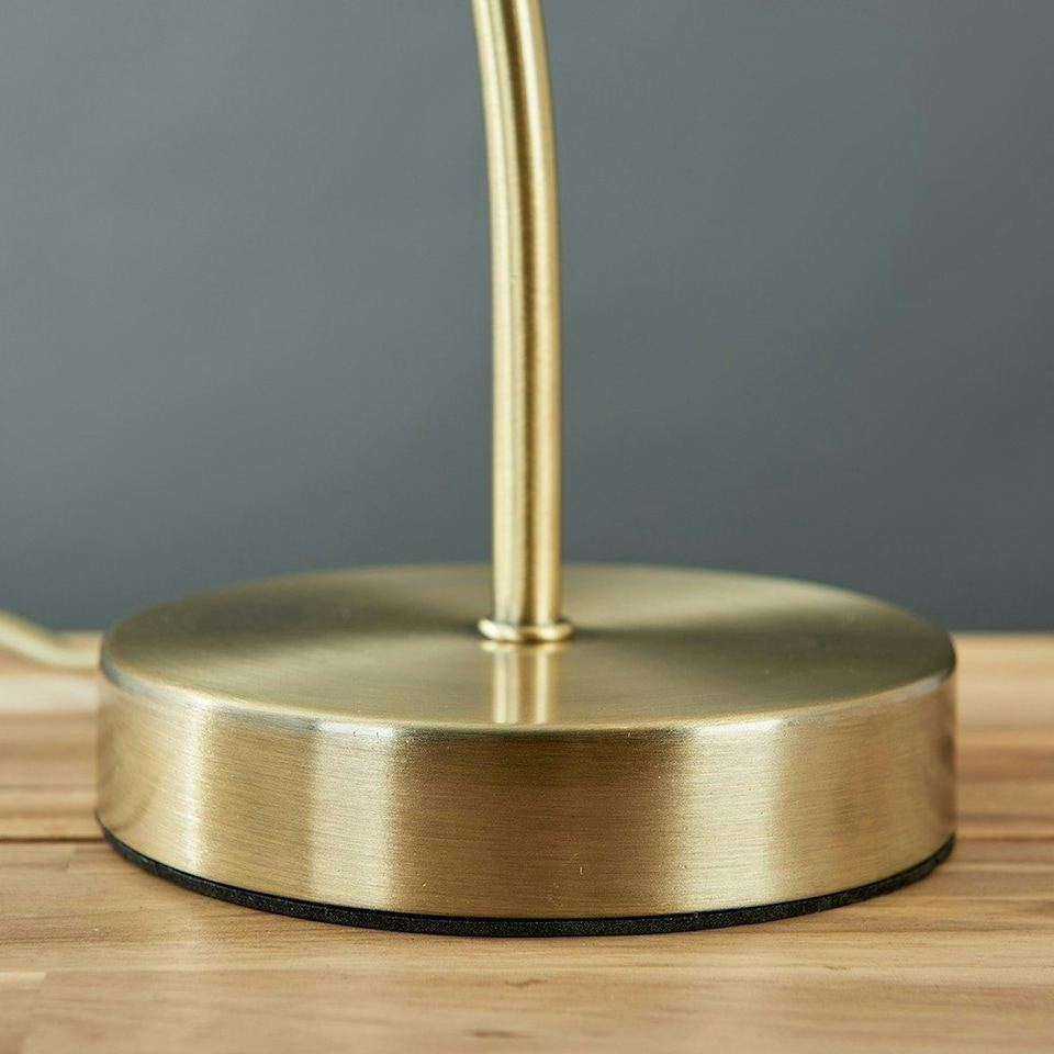 image 1 of ValueLights Antique Brass And Decorative Glass Swan Neck Touch Bedside Table Lamp