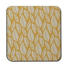 White Leaf Pattern on Orange (Coaster)