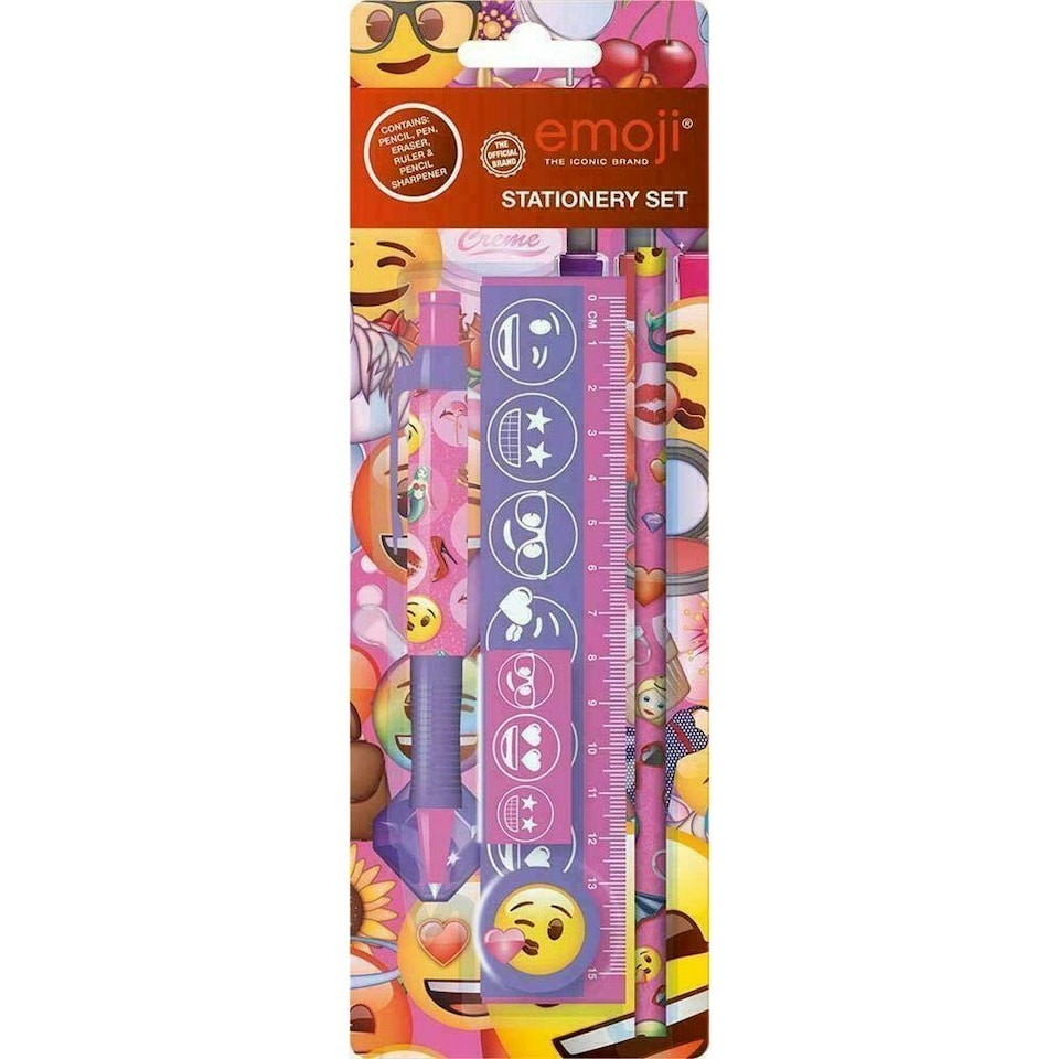 Emoji Stationery Set - Pink/Purple - One Size