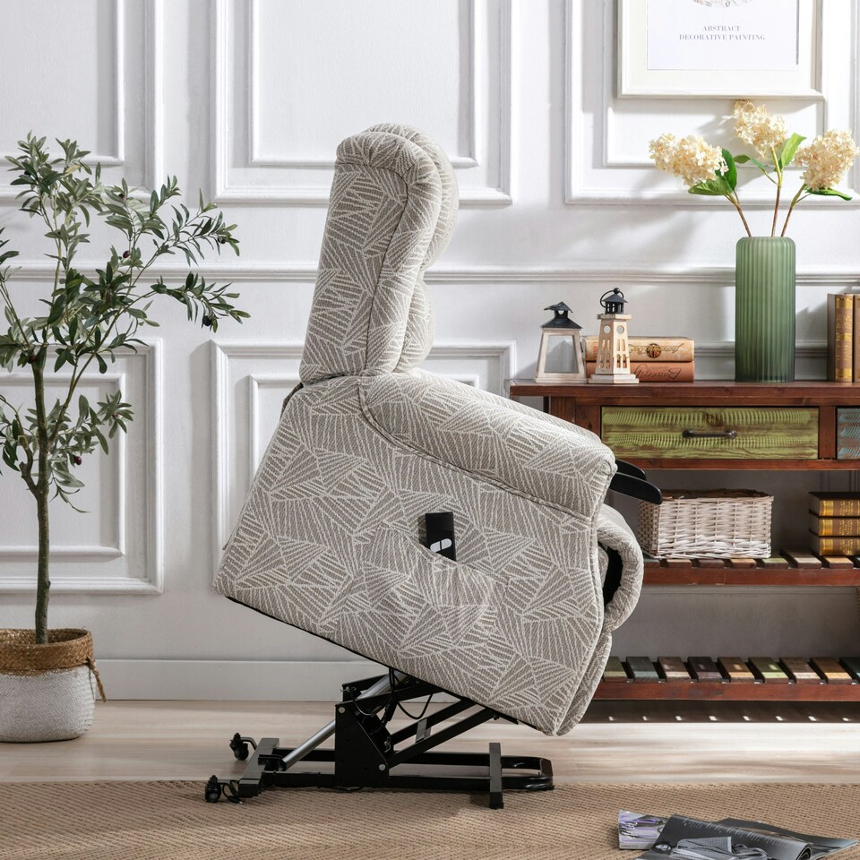image 1 of Ashfield Electric Fabric Single Motor Rise Recliner Mobility Chair (Cream)