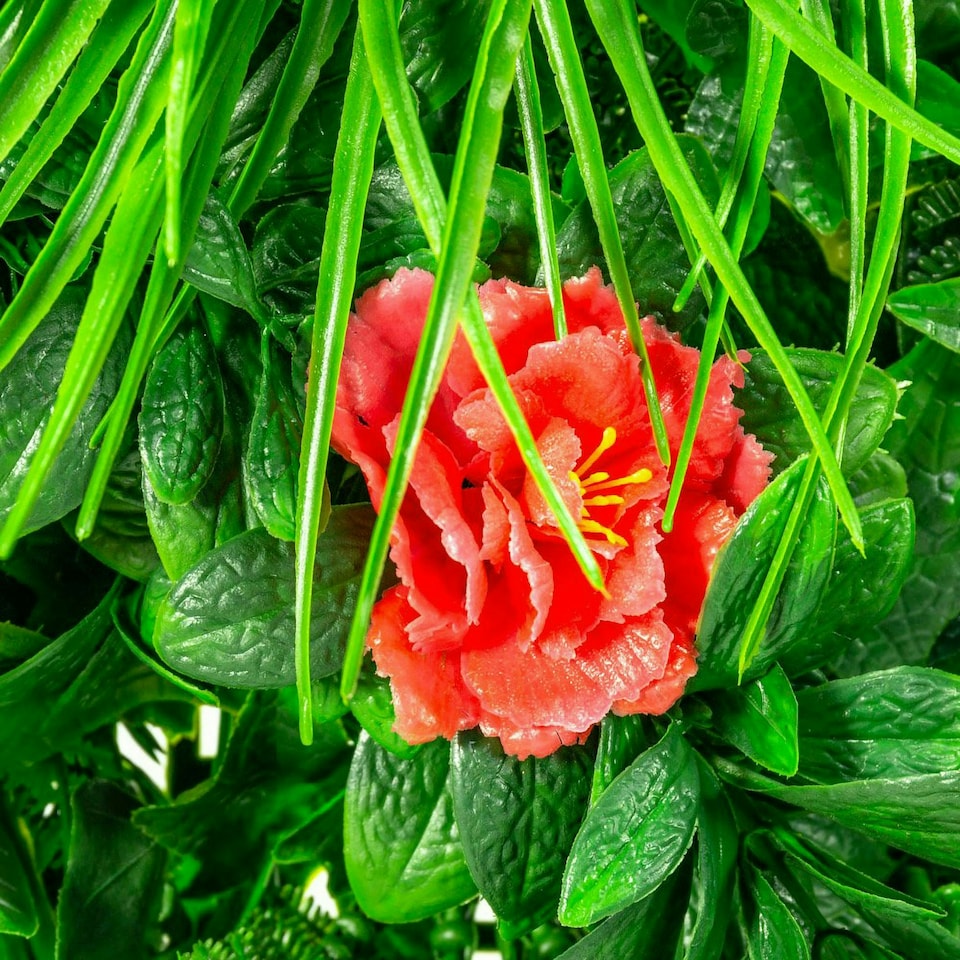 image 1 of Primrose Artificial Mixed Plants Red Rose Wall Hedge Panel 1m x 1m Set of 2