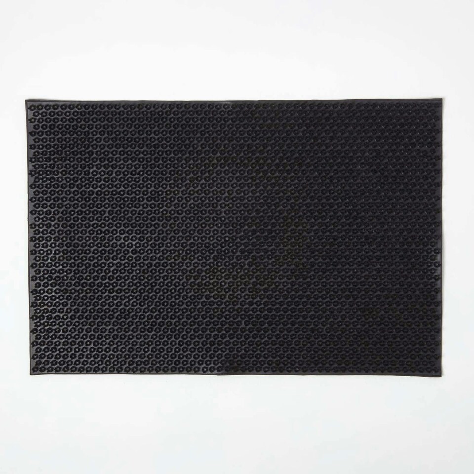 image 1 of Homescapes Rubber Scraper Door Mat, Black - 40 x 60 cm