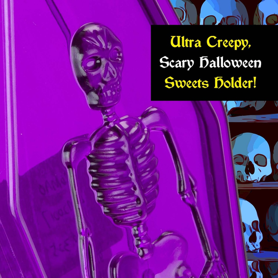 image 1 of PMS Halloween Skeleton Coffin Candy Box with Lid, 19.5cm x 5cm