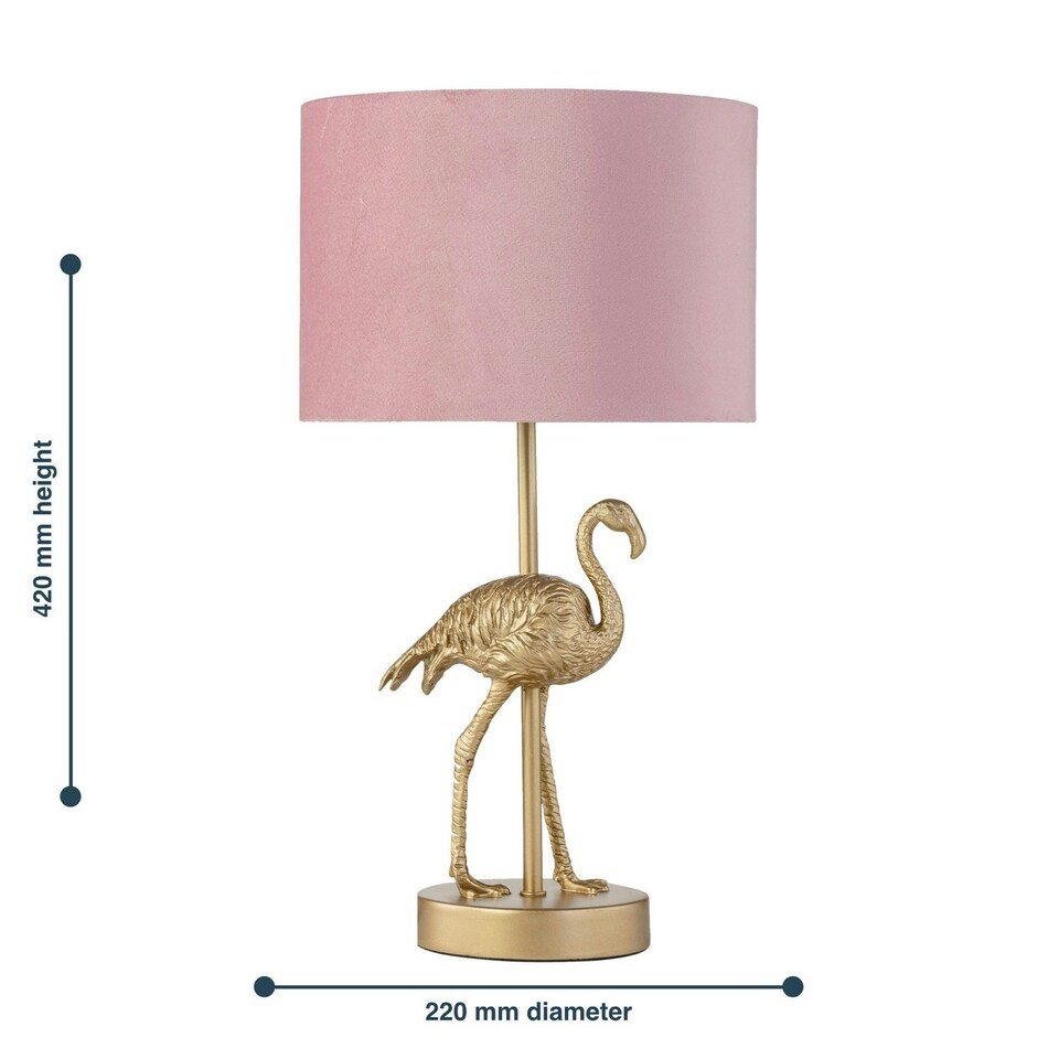 image 1 of Flamingo - Gold Table Lamp with Pink Velvet Shade Gold | Pink
