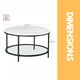 image 5 of 2 Tier Round Faux Marble Coffee Table White