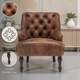 image 6 of Faux Leather Suede Brown Armina Accent Chair