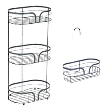 Showerdrape Dante Anthracite Grey Freestanding Floor Caddy and Mini Shower Caddy | Grey | Anthracite Grey | 1