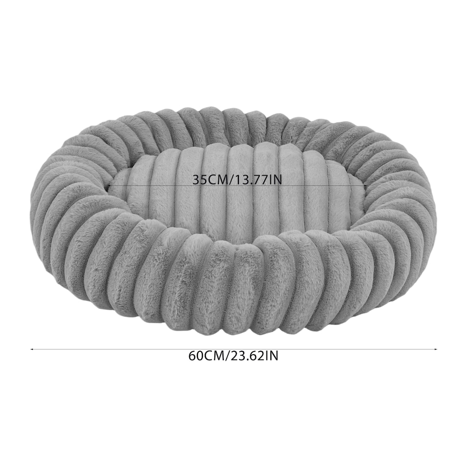 image 1 of Living and Home 6 Colour Soft Donut Pet Bed for Cats & Dogs,Warm & Cosy Retreat | Grey | M