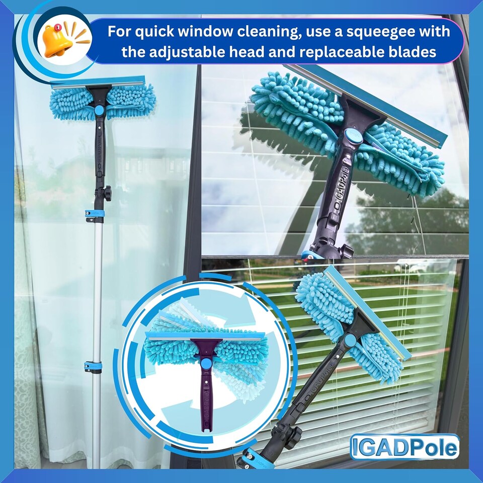 image 1 of IGAD Pole 5m (17ft) Dusting Set: Extension Pole, Squeegee and 3 Dusting Attachments