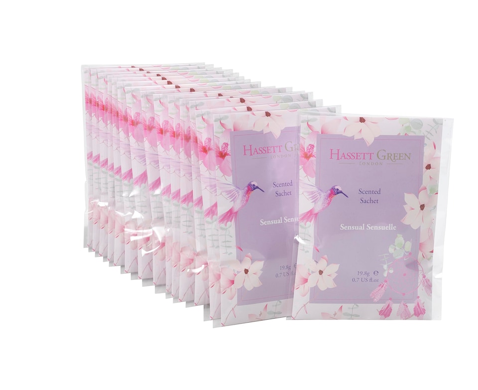 image 1 of Hassett Green London - Sensual Sensuelle - Handmade Large Scented Sachets - Pack of 15 - For Wardrobes & Drawers