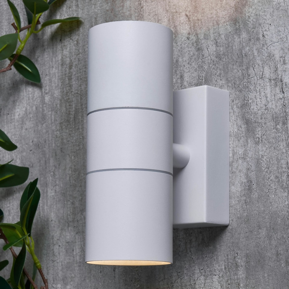 image 1 of BHS Jared Outdoor Up and Down Wall Light, White