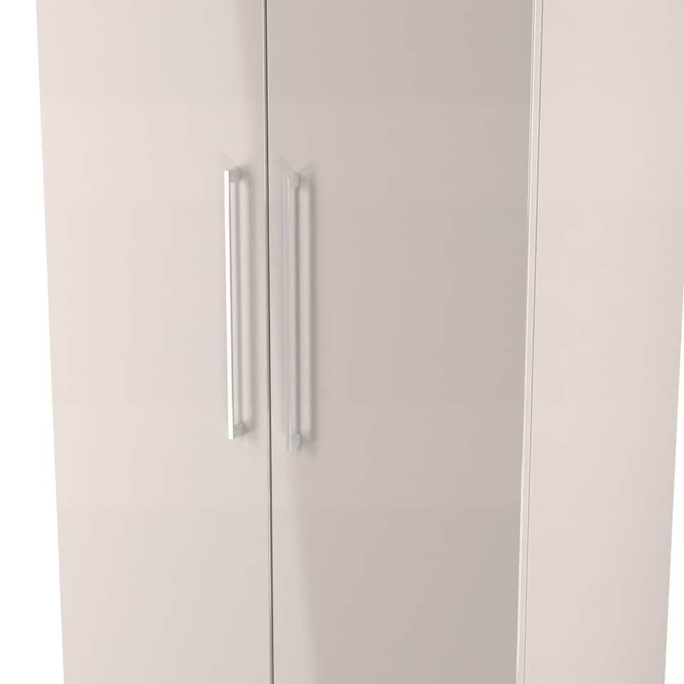 image 1 of Lyon Tall Double Wardrobe in Kashmir Gloss & Kashmir (Ready Assembled) | Cream | Kashmir Gloss & Kashmir